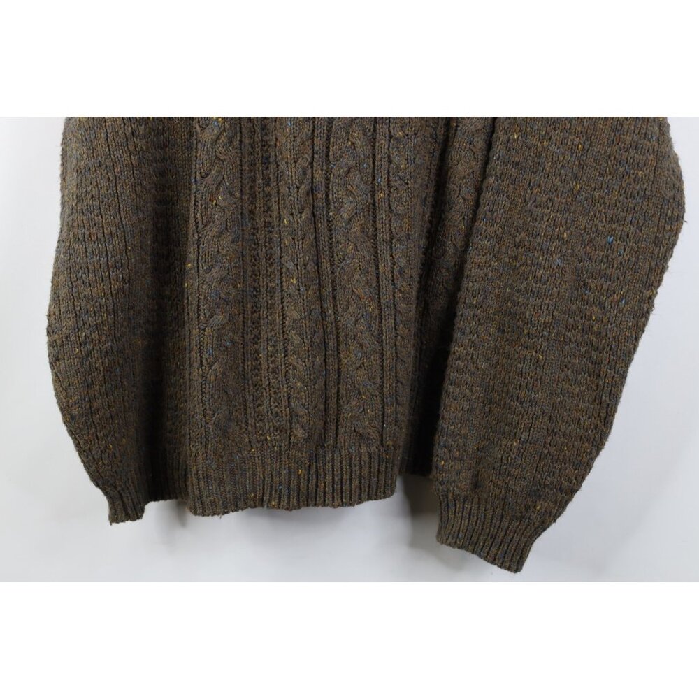Vintage 90s Streetwear Mens Large Wool Blend Chunky Cable Knit Fisherman Sweater - Picture 3 of 10